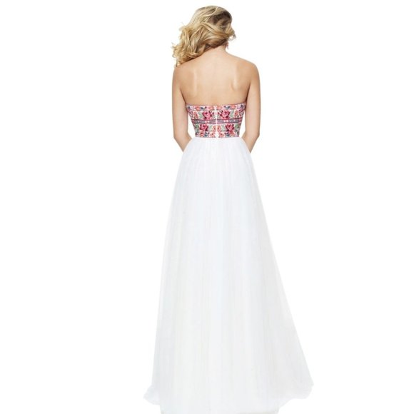 Sherri Hill Strapless Floral Top Gown - Picture 2 of 8